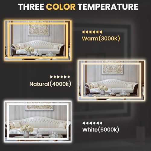 LOAAO 65"X40" LED Bathroom Mirror with Lights, UL Listed