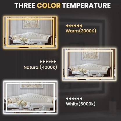 LOAAO 65"X40" LED Bathroom Mirror with Lights, UL Listed