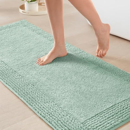 Madison Park Splendor Reversible 100% Cotton Bath Runner, 24 x 60, Green