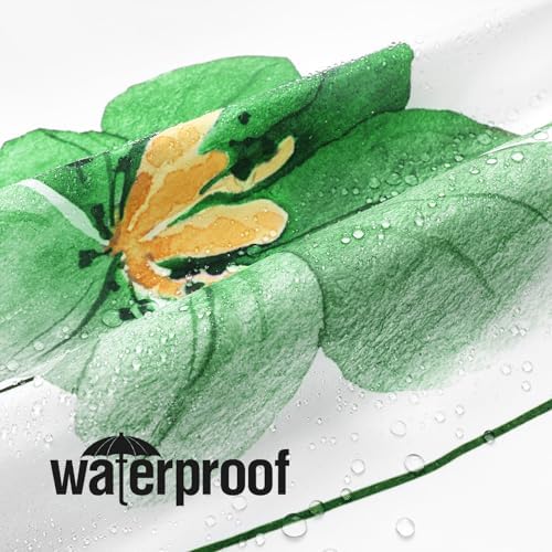 Gibelle Emerald Green Beige Watercolor Floral Fabric Shower Curtain, 72x72