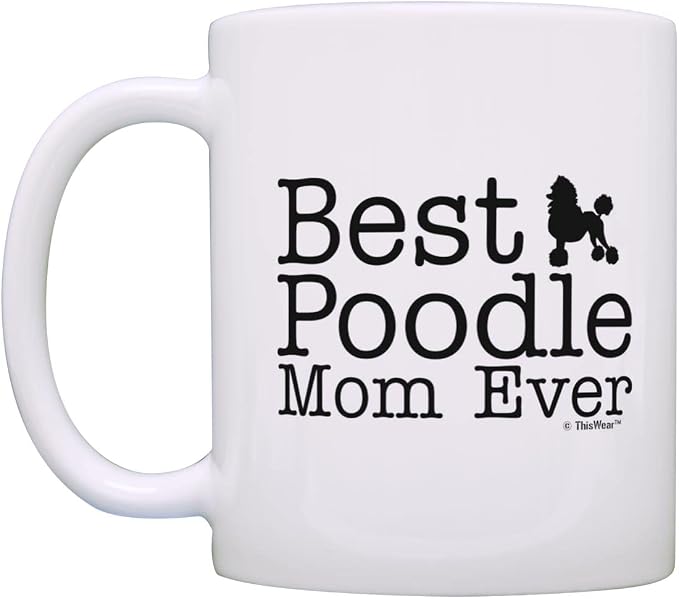Dog Lover Gift Best Poodle Mom Dad Ever Puppy Supplies Bundle 2 Pack Gift Coffee Mugs Tea Cups White