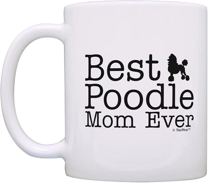 Dog Lover Gift Best Poodle Mom Dad Ever Puppy Supplies Bundle 2 Pack Gift Coffee Mugs Tea Cups White