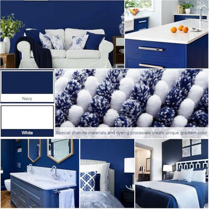 BSICPRO Bathroom Rugs Sets 2 Piece, 32"x20" + U-Shaped 24"x20", Navy Blue