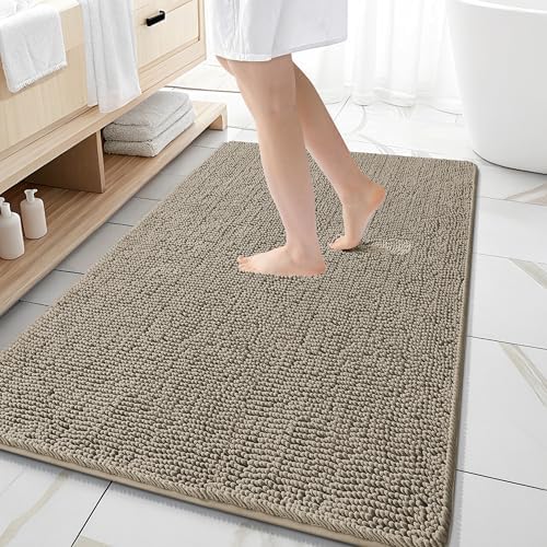 OLANLY Large Bathroom Rugs 59x35, Extra Soft Absorbent Chenille Bath Rugs