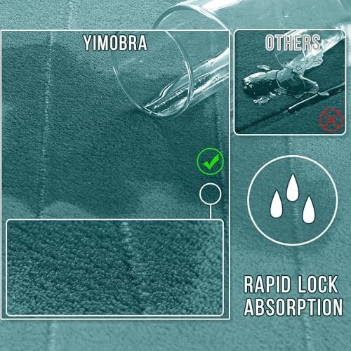 Yimobra Large Bath Mat 36"x24", Super Soft Quick Dry Memory Foam Bathroom Rug, Water Absorbent, Non Slip Backing Machine Washable for Tub Shower, Thick Comfort Support, Teal