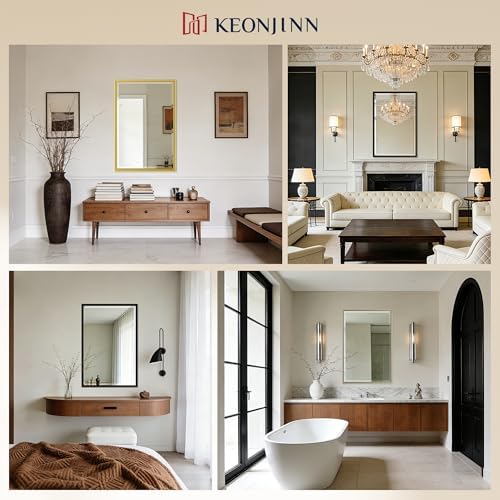 Keonjinn 72 x 36 Inch Gold Bathroom Mirror, Safe HD Tempered Glass, Large
