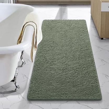 LOCHAS Luxury Bathroom Rug Shaggy Bath Mat 24 x 40 Inch, Sage Green
