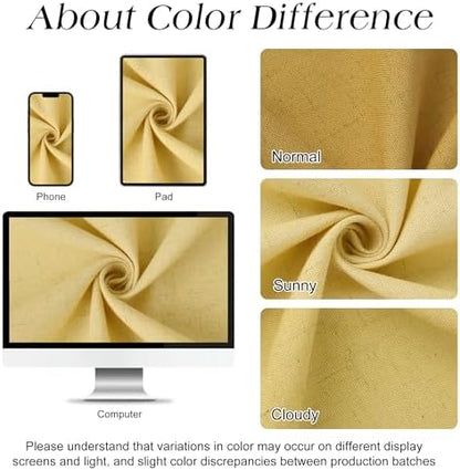 Naturoom Linen Shower Curtain 72 Inch Long for Bathroom Yellow 1 Panel