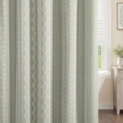 Sage Green Boho Linen Shower Curtain,72" W x 72" L