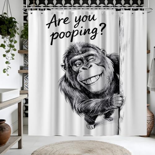 Extra Tall Shower Curtain XL are You Pooping Monkey, 70 x 78 Inchs