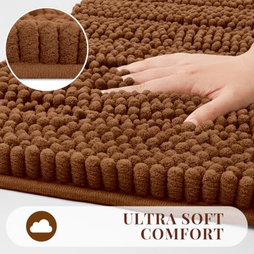 Bcoimo Bath Rug Mat,36x24 Chenille Extra Soft Burnt Orange Bathroom Tub Mat