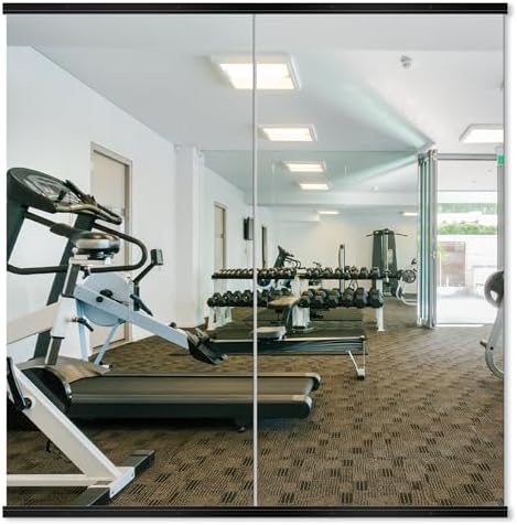 Delma Home Gym Mirror, 50''x25''x2PCS Black Wall Mounted Large Frameless Tempered Glass Wall Mirror for Home Gym, Garage, Bedroom, Bathroom