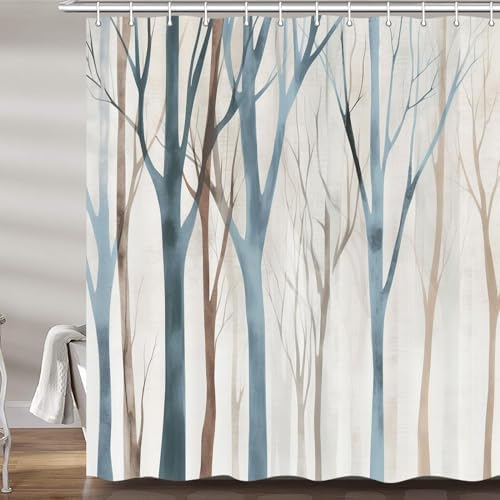 Tree Shower Curtain 72x84 Inch, Modern Minimalist Forest Bathroom Decor