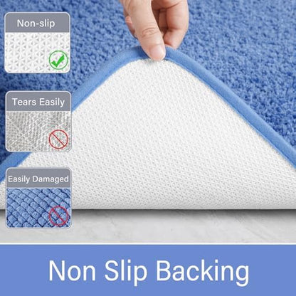 LOCHAS Bathroom Rug Runner 24x60 Inch, Bath Rugs Non Slip, Blue