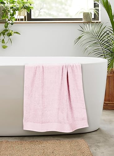 GLAMBURG 100% Cotton 2 Pack Oversized Bath Towel Set 28x55 Inches, Ultra Soft Highly Absorbant Compact Quickdry & Lightweight Large Bath Towels, Ideal for Gym Travel Camp Pool - Pink