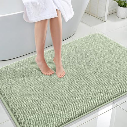 OLANLY Memory Foam Large Bathroom Rug 47x32, Absorbent Bath Mat, Sage Green