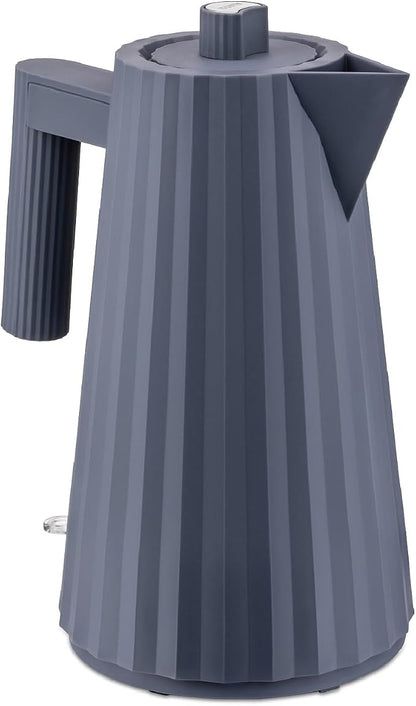 Alessi Plissé MDL06 G/UK Designer Electric Kettle, Thermoplastic Resin, English Plug 2400W, 170 cl, Grey