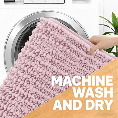 OLANLY Large Bathroom Rugs 40x32, Thick Soft Absorbent Chenille Bath Rugs