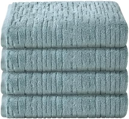 SKL Home CloudSoft 100% Cotton Luxury 4-Piece Bath Towel Set, Teal