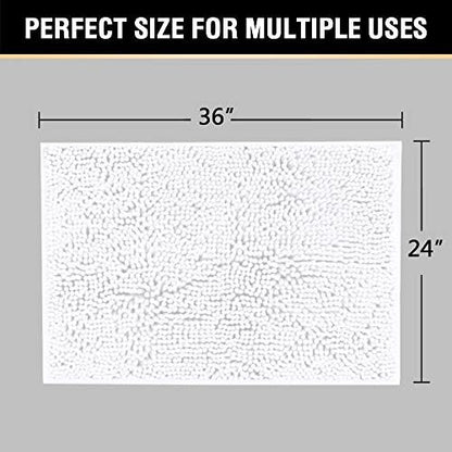 H.VERSAILTEX Bath Mats for Bathroom Non Slip Luxury Chenille Ultra Soft Bath Rugs 24x36 Absorbent Non Skid Shaggy Rugs Washable Dry Fast Plush Area Carpet Mats for Indoor, Bath Room, Tub - Pure White