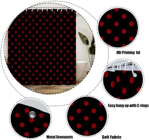 Polka Dot Shower Curtain Bathroom Decor 70x70 Inch with 12 Hooks,