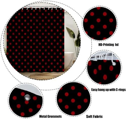 Polka Dot Shower Curtain Bathroom Decor 70x70 Inch with 12 Hooks,