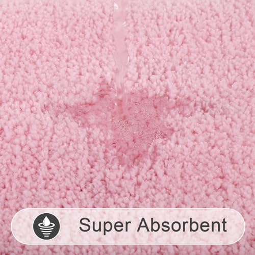 SHACOS Soft Microfiber Bathroom Rugs Set of 2 Pieces, Pink