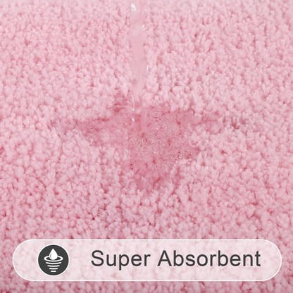 SHACOS Soft Microfiber Pink Bathroom Rugs Sets 2 Pieces 32x20 inch