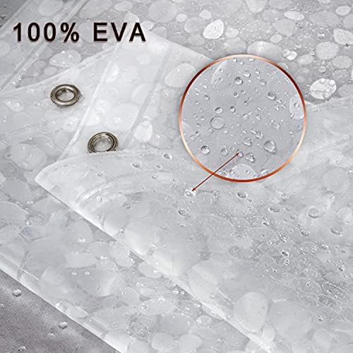 Bostofy Waterproof Shower Curtain Liner 8G EVA Thick Shower Curtain with Heavy Duty 3 Bottom Magnets, Shower Liner for Shower Stall, Bathtubs, 3D Pebble Pattern, 72 x 72,12 Hooks