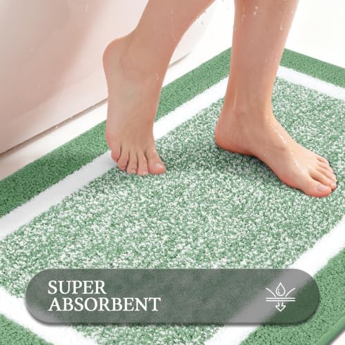 Pauwer Bathroom Rugs Sets 2 Piece, Plush Non Slip Bath Mats, Green