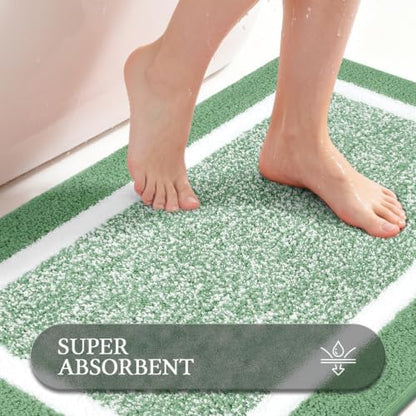 Pauwer Bathroom Rugs Sets 3 Piece, Non Slip Bath Mats for Bathroom, Green