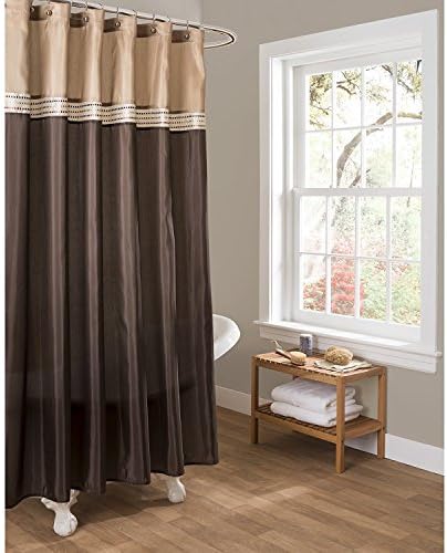Lush Decor Terra Shower Curtain Single 72" W x 72" L Beige & Brown - Fabric Shower Curtains for Bathroom - Neutral Bathroom Curtain - Modern Glam Décor