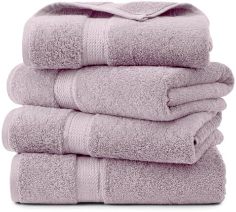 Superior Egyptian Cotton Plush & Absorbent, Bath Towel Set of 4, Purple