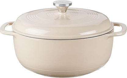 Lodge 3 Quart Enameled Cast Iron Dutch Oven with Lid – Dual Handles – Oven Safe up to 500° F or on Stovetop - Use to Marinate, Cook, Bake, Refrigerate and Serve – Sandalwood