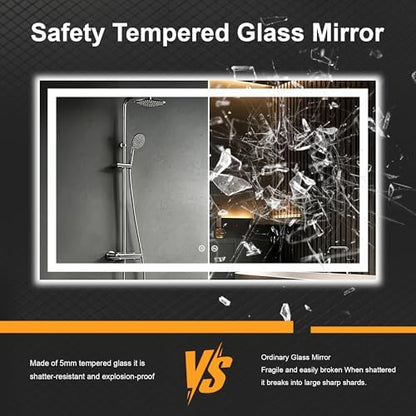 30x55 LED Bathroom Mirror with Lights, Lighted Vanity Mirror for Wall