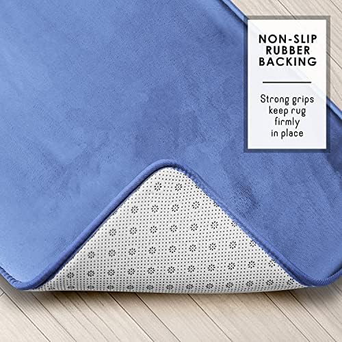 Clara Clark Bathroom Rugs, Velvet Memory Foam Bath Mat, Non-Slip, Machine Washable Bath Rugs - Dries Quickly, Ultra Soft Plush Bath Mats for Bathroom, 20 x 24, Calm Blue