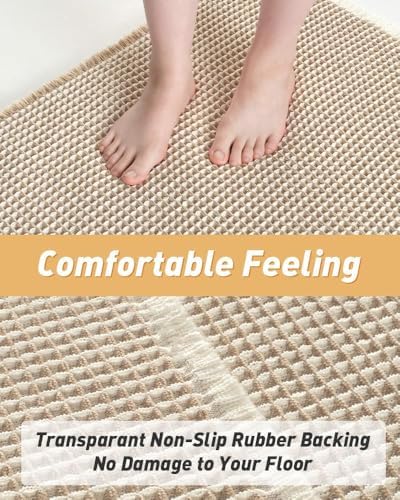 Upgraded Waffle Bath Mat Ultra Absorbent Non Slip Bathroom Mat, 20" x 32"