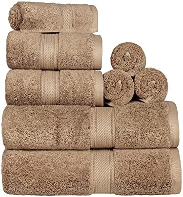 Superior Egyptian Cotton Ultra Plush & Absorbent, 8 Piece Set, Latte