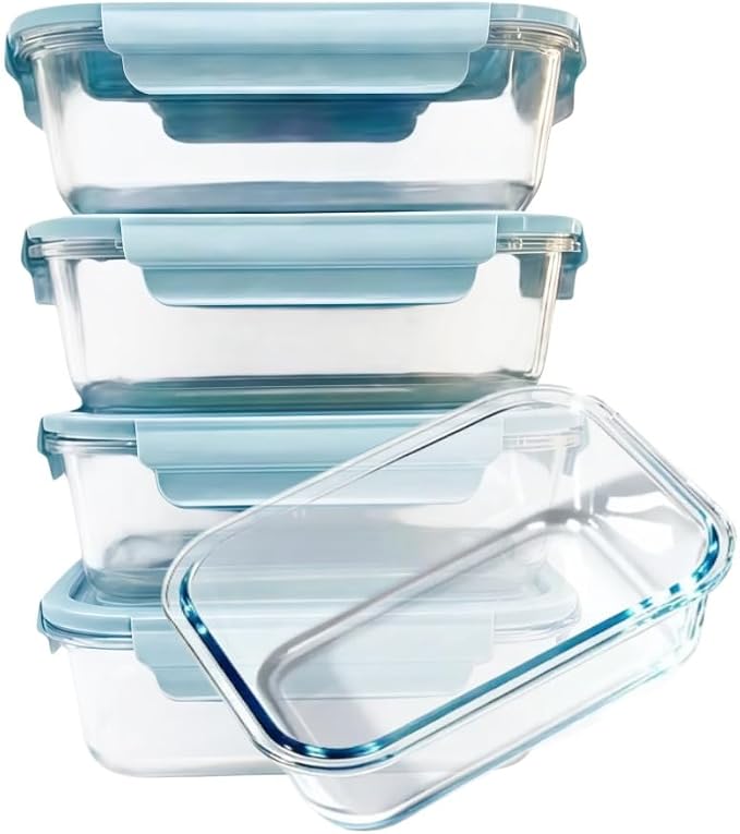 5Pack (14oz with Lunch Bag) Glass Food Storage Containers with Lids for Kitchen Meal Prep, Fridge Organization, Lunch Box