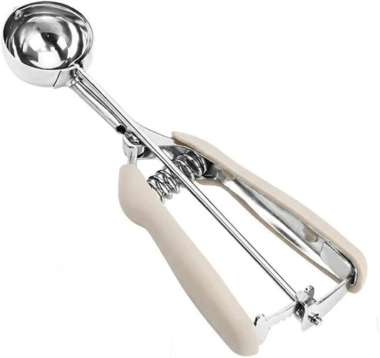 Ice Cream Scoop, 18/8 Stainless Steel Cookie Scoop, Cookie Scoops for Baking, 1.5 Tbsp/ 23ml/ 0.7 oz Cookie Dough Scoop, Ice Cream Scooper with Trigger Release, Cookie Scooper for Baking (#50 White)