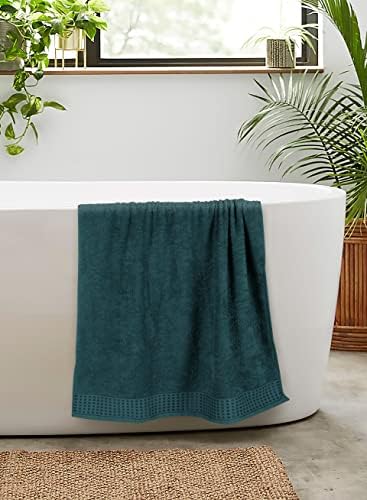 GLAMBURG 100% Cotton 2 Pack Oversized Bath Towel Set 28x55 Inches, Ultra Soft Highly Absorbant Compact Quickdry & Lightweight Large Bath Towels, Ideal for Gym Travel Camp Pool - Teal