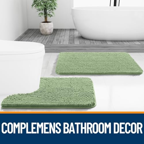 OLANLY Toilet Rugs U-Shaped 24x24, Soft Absorbent Chenille Contour Rugs