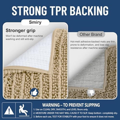 Smiry Bathroom Rugs 24X16, Extra Soft Rubber Backing Chenille Bath Mats