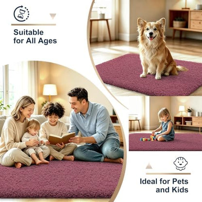 OLANLY Microfiber Large Bathroom Rugs 59x35, Ultra Soft Bath Mat, Burgundy