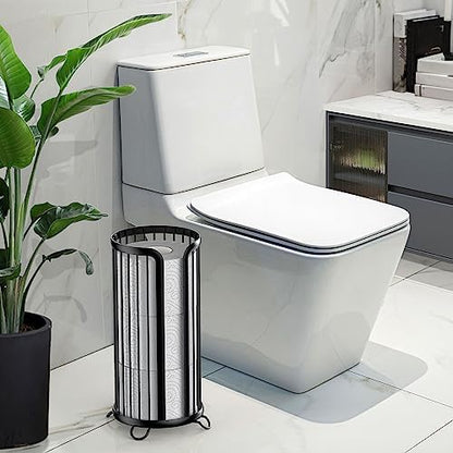 Toilet Paper Holder Stand, Freestanding Toilet Paper Storage,2 Pack,Black