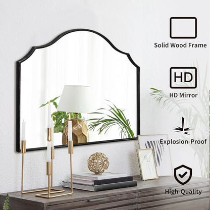 Besdomus Black Wooden Vanity Mirror: 32"x24" Bathroom Mirrors for Over Sink