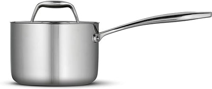 Tramontina Signature Tri-Ply Clad Stainless Steel 1.5-Quart Sauce Pan with Lid, Induction-Ready, Dishwasher-Safe, NSF-Certified, Made in Brazil