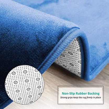 Clara Clark Bathroom Rugs, Velvet Memory Foam Bath Mat, Non-Slip, Machine Washable Bath Rugs - Dries Quickly, Ultra Soft Plush Bath Mats for Bathroom, 17 x 24, Royal Blue