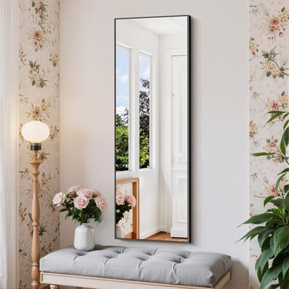 COFENY Black Bathroom Mirror for Wall, 16x48 Inch Rectangle Mirror with Metal Frame, Modern Vanity Mirrors for Bathroom Living Room, Entryway Hangs Horizontal or Vertical
