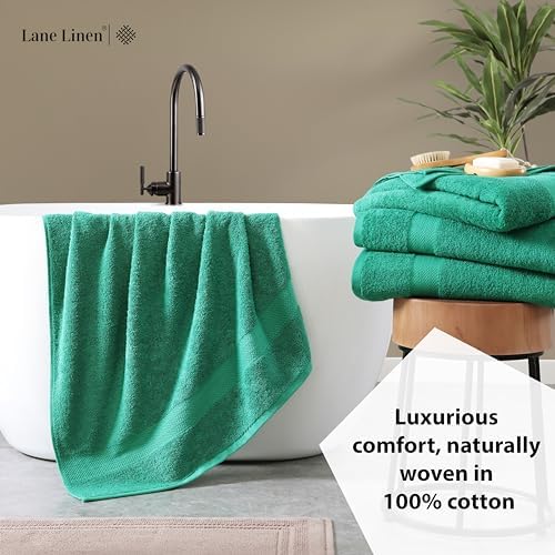 LANE LINEN Bath Towels Pack of 4 (28"x54") - 100% Ring Spun Cotton Bathroom Towel Set - Reinforced Edges, Quick Dry, Soft & Absorbent Large Bath Towels - Lightweight, Perfect for Daily Use - Emerald